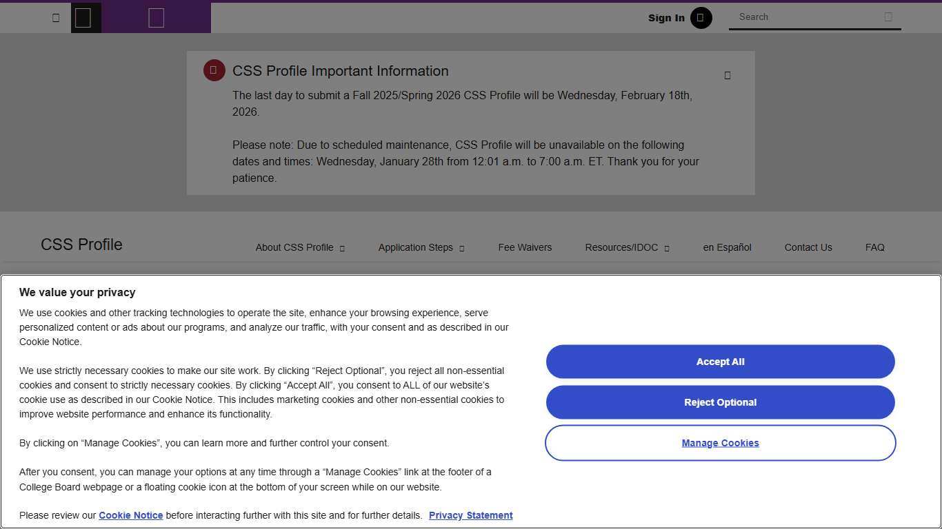 CSS Profile Home – CSS Profile College Board